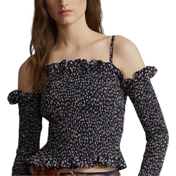 NWT Polo Ralph Lauren Kezia Smocked Off-Shoulder Floral Top size Small - Picture 1 of 5